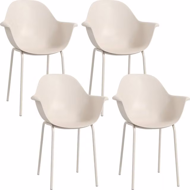 Set di 4 sedie da giardino Outsunny in plastica e metallo, colore grigio, L: 59 cm, P: 55 cm, H: 84 cm