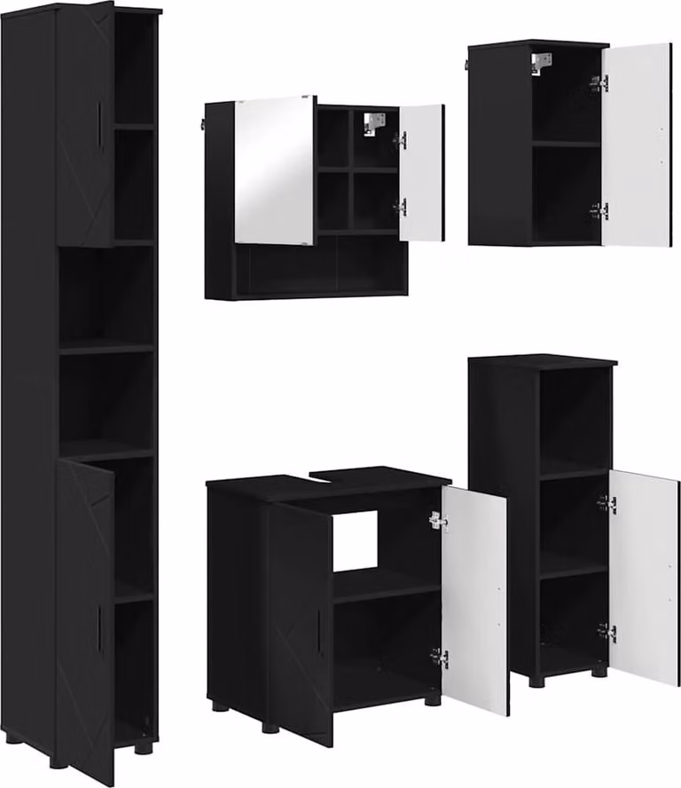 SYFAX™ Set di mobili per il bagno Montaggio a parete 5 pcs Nero