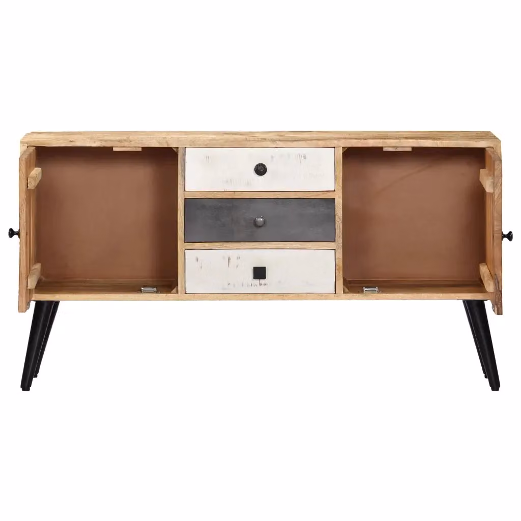 Credenza Mid-Century vidaXL in Legno di Mango Marrone con Dettagli Oro L/P/H: 118 x 30 x 62 cm – 2