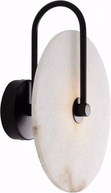 Applique moderna Maxlight rotonda in marmo e metallo nera con LED luce bianca calda