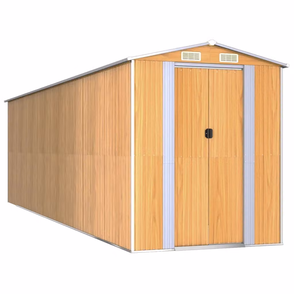 Capanno da giardino Videx in acciaio zincato marrone con porta scorrevole e ventilazione laterale L/P/H: 689 x 192 x 223 cm – 2