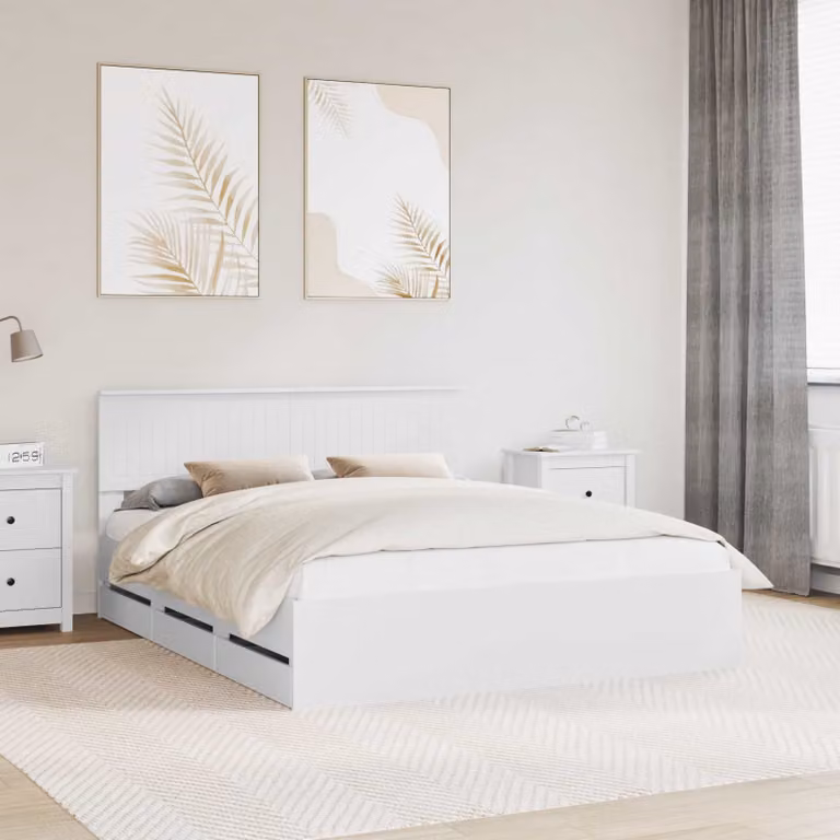 Struttura letto moderna vidaXL in legno ingegnerizzato bianco con cassetti 160 x 200 cm