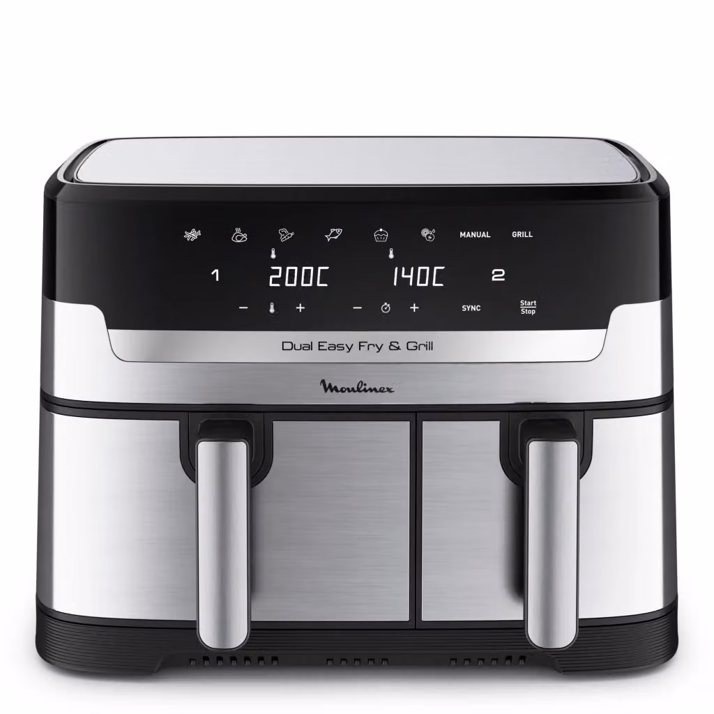 Moulinex Dual EasyFry & Grill EZ905D Friggitrice ad aria e griglia con doppia zona, capacità 8,3 l, Silver e Black, in Acciaio Inox – 2
