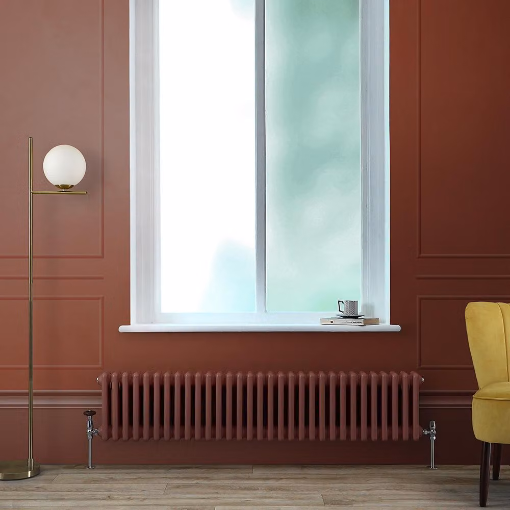 Radiatore Orizzontale a Colonne (3 Colonne) 300mm x 1415mm - Rosso (Booth Rosso) - Regent