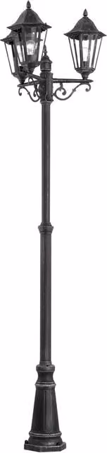 Lampione Esterno Classico Navedo Alluminio Nero 3 Luci E27