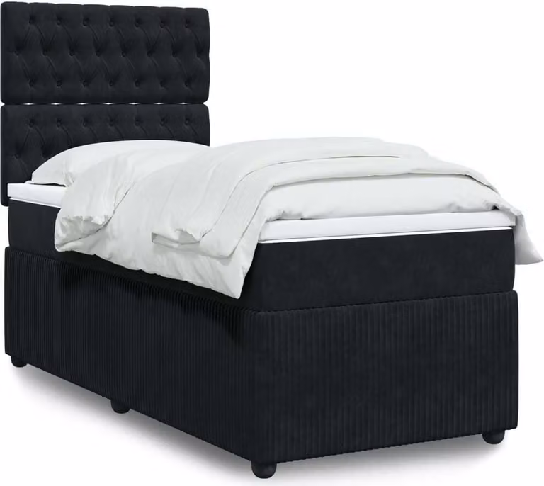 Maison Exclusive - Giroletto a Molle con Materasso Nero 80x200 cm in Velluto