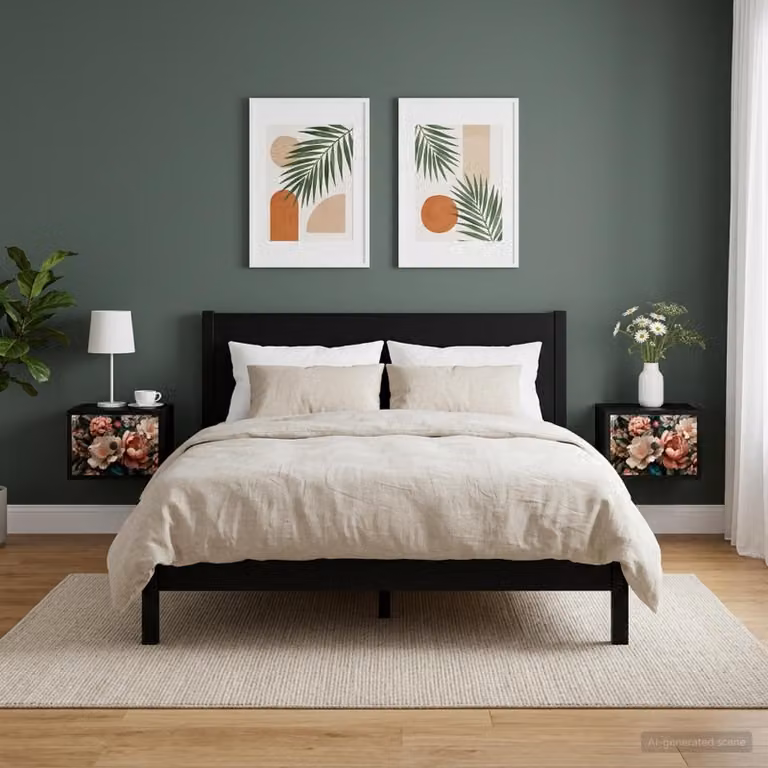 Set di 2 comodini sospesi vidaXL BORNE moderni in Rovere Nero e Nero opaco