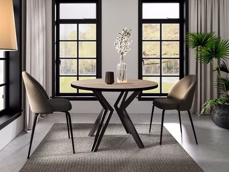 Tavolo da pranzo rotondo allungabile HILLSBORO - nero / rovere sonoma
