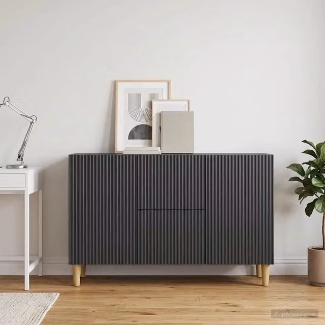 Credenza moderna vidaXL in legno MDF nero L: 89 cm, P: 34,5 cm, H: 60 cm – 1