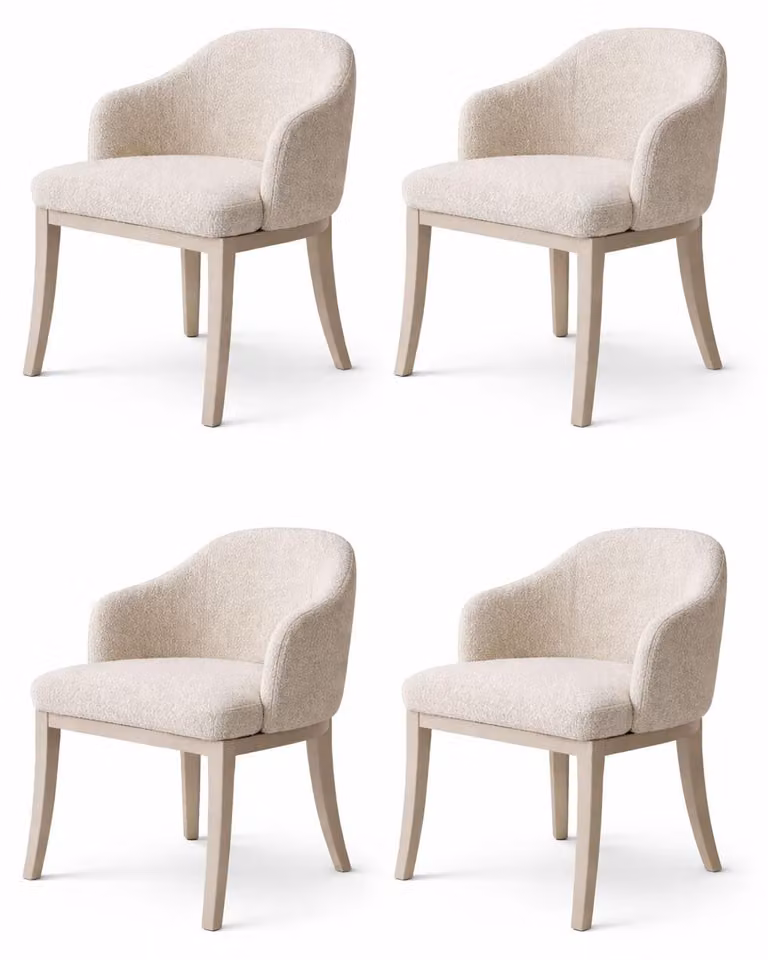 Set di sedie beige: sedie da sala da pranzo, sedie in legno con morbida imbottitura, mobili da sala da pranzo