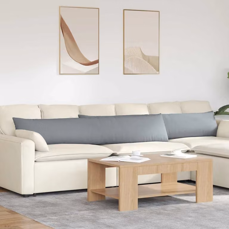 Set di 2 cuscini da divano vidaXL in tessuto grigio con rivestimento rimovibile, L 200 cm x P 40 cm