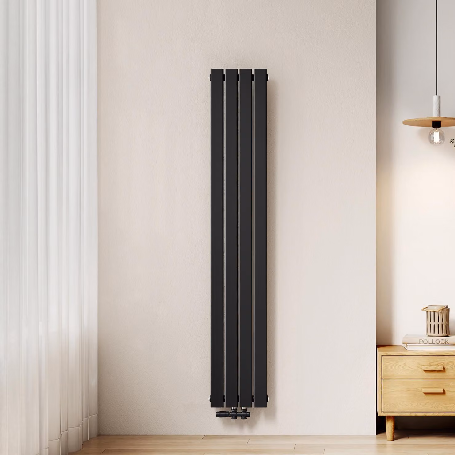 Radiatore EMKE, modello a pannello, piatto, 180 x 30,4 cm, a singolo strato, potenza 559 W, colore nero