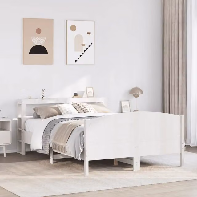 Letto senza Materasso Bianco 120x200 cm Legno Massello di Pino