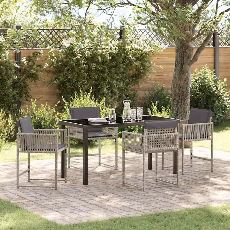 Maison Exclusive - Set da giardino per esterni, 5 pezzi, rattan sintetico color grigio chiaro