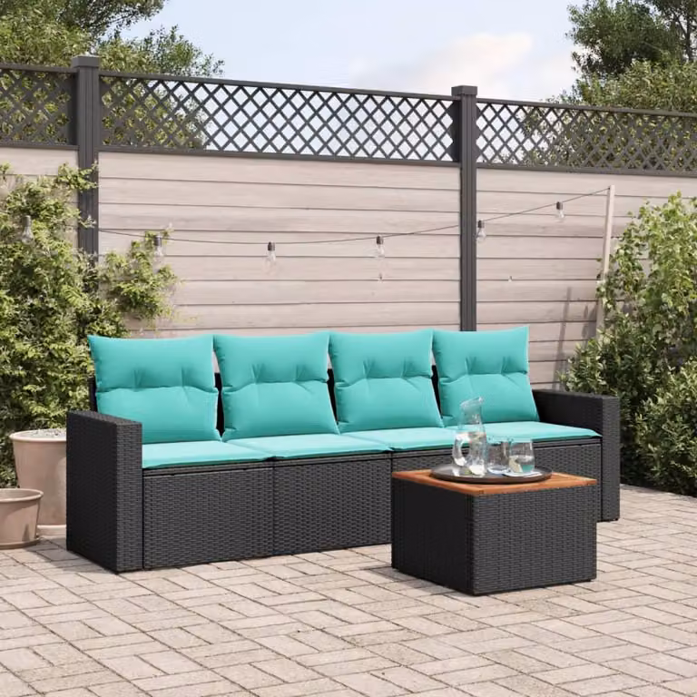 Maison Exclusive - Set Divani da Giardino 5 pz con Cuscini Nero in Polyrattan