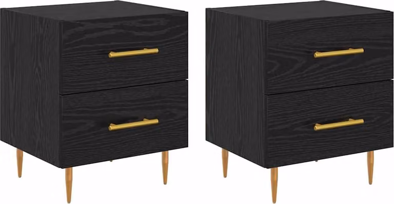 Armadio da Notte 2 pcs Rovere Nero 40 x 35 x 47,5 cm