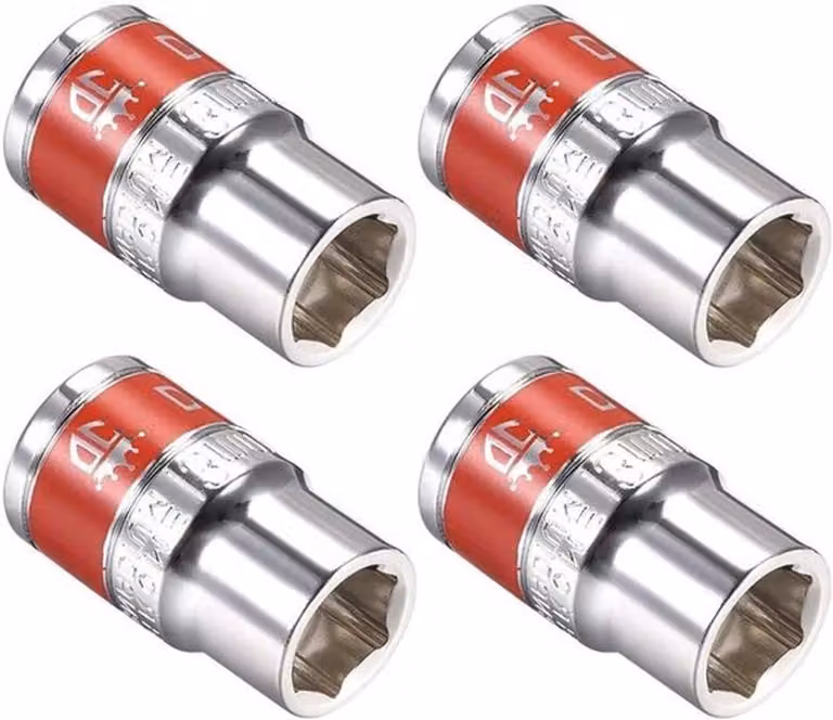 Set di 4 chiavi a bussola da 1/2 di pollice, con componenti da 13 mm, realizzate in acciaio Cr-V, con profilo a 6 punte, adatte per l'uso in ambito automobilistico e domestico