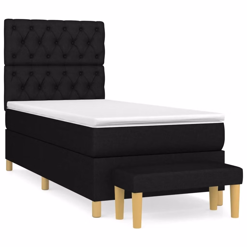 vidaXL Letto Ibrido con Giroletto a Molle e Materasso in Tessuto Nero L 80 cm x P 200 cm – 2