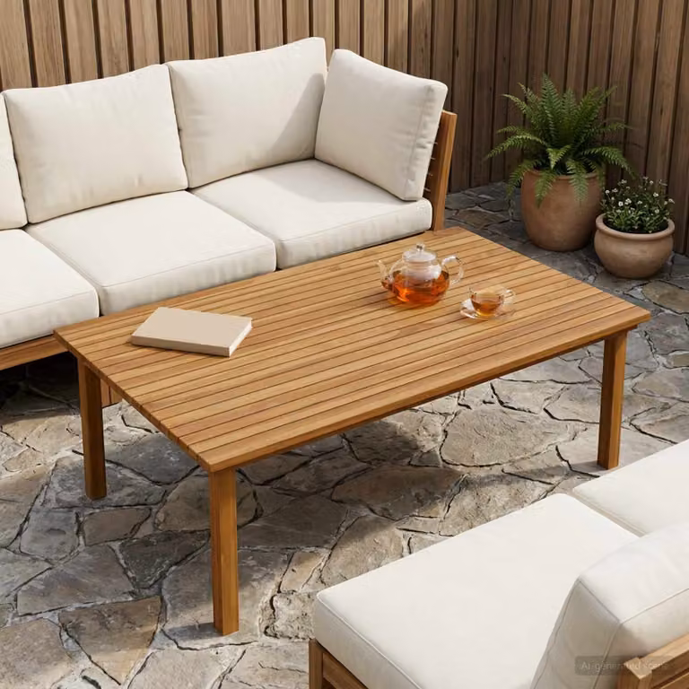 Piano del tavolo rettangolare vidaXL in legno di teak marrone L: 120 cm, P: 70 cm, H: 3,5 cm