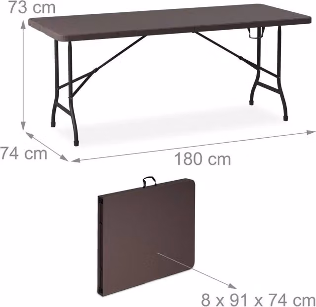 Set da giardino tavolo pieghevole 180 x 74 x 73 cm 2 panche pieghevoli uso esterno design moderno in acciaio nero 13_0015788