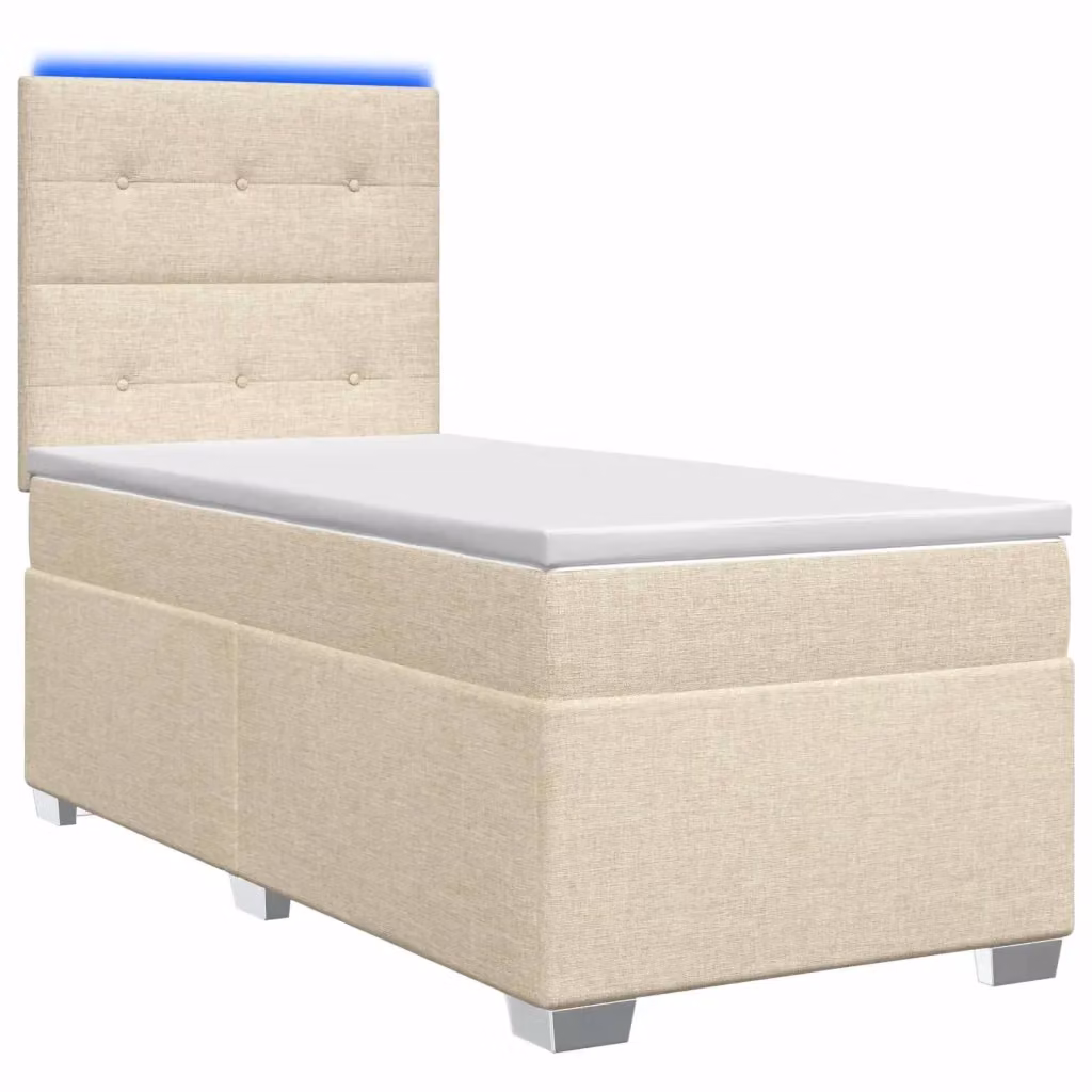 Letto box spring vidaXL con materasso a molle insacchettate e base contenitore, colore beige, L/P: 90 x 200 cm – 2