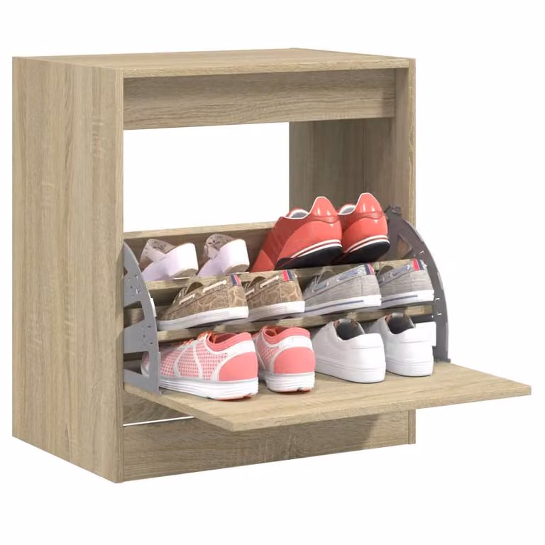 Scarpiera moderna da parete vidaXL in legno color rovere, L 60 cm x P 42 cm x H 69 cm