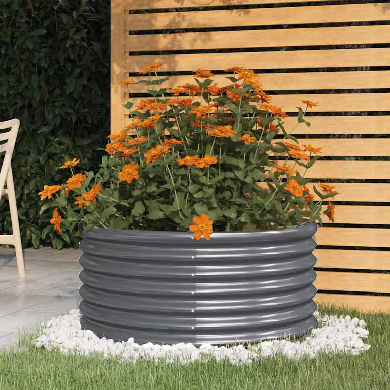 Vaso da giardino vidaXL in acciaio zincato antracite L: 80 cm, P: 80 cm, H: 36 cm