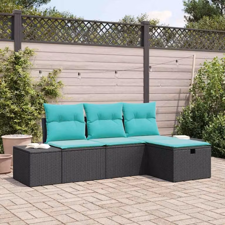 Maison Exclusive - Set da giardino composto da 4 pezzi, divano in rattan sintetico