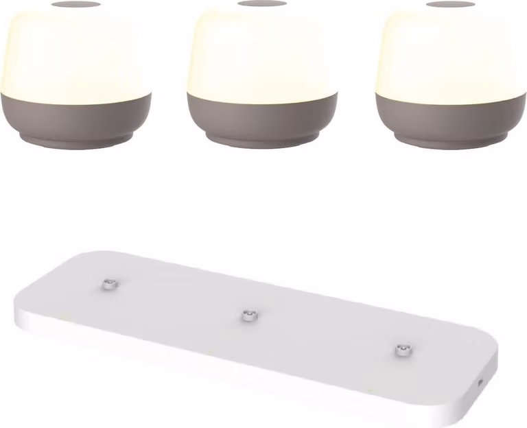 Luxus Europe - Lampada da tavolo Naxos color tortora - Lampade da tavolo da esterno senza fili – Set da 3 – Ricaricabili
