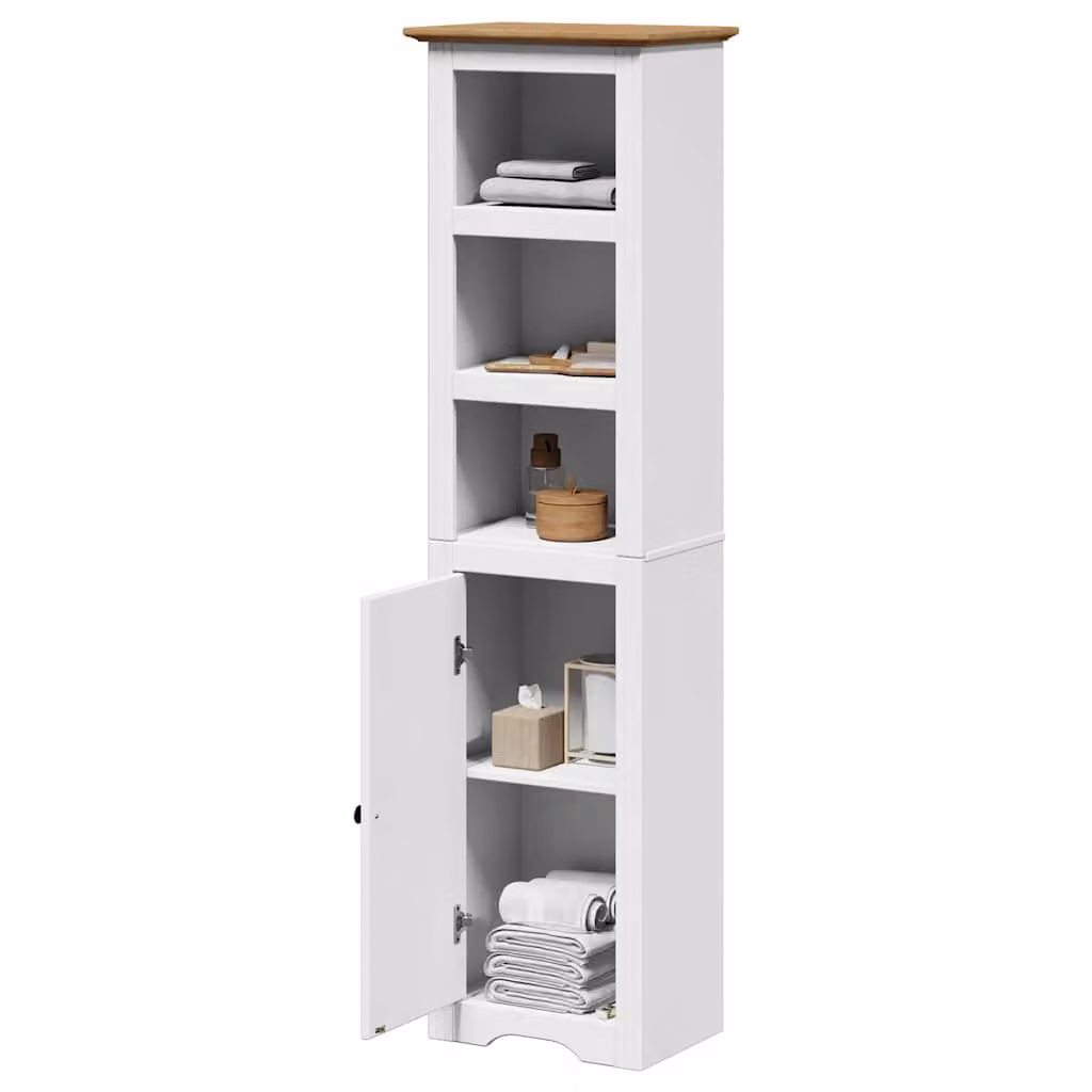 Mobile da bagno vidaXL BODO in legno e metallo bianco e marrone L 44 cm, P 30 cm, H 160 cm