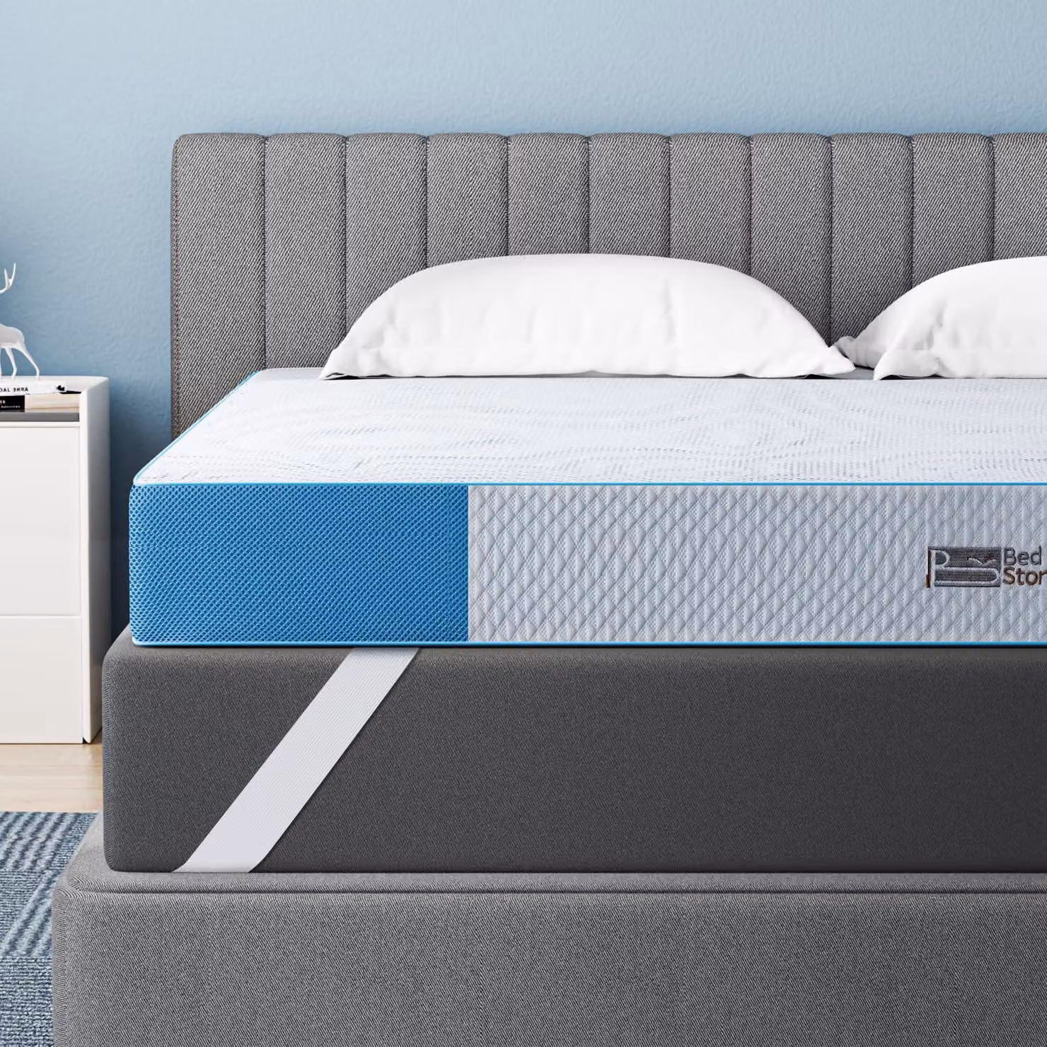 Materassino imbottito in gel, dimensioni 180x200 cm, altezza 7,6 cm, supporto H3/H4, nucleo in schiuma a freddo