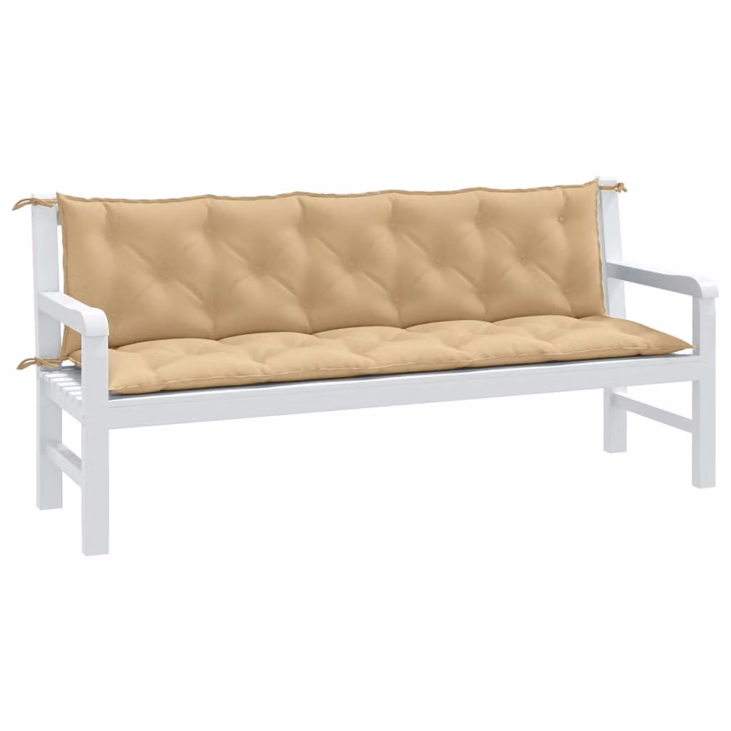 Set di 2 cuscini per panca da giardino vidaXL in tessuto beige mélange, resistenti ai raggi UV, L 180 x P 50 x H 7 cm