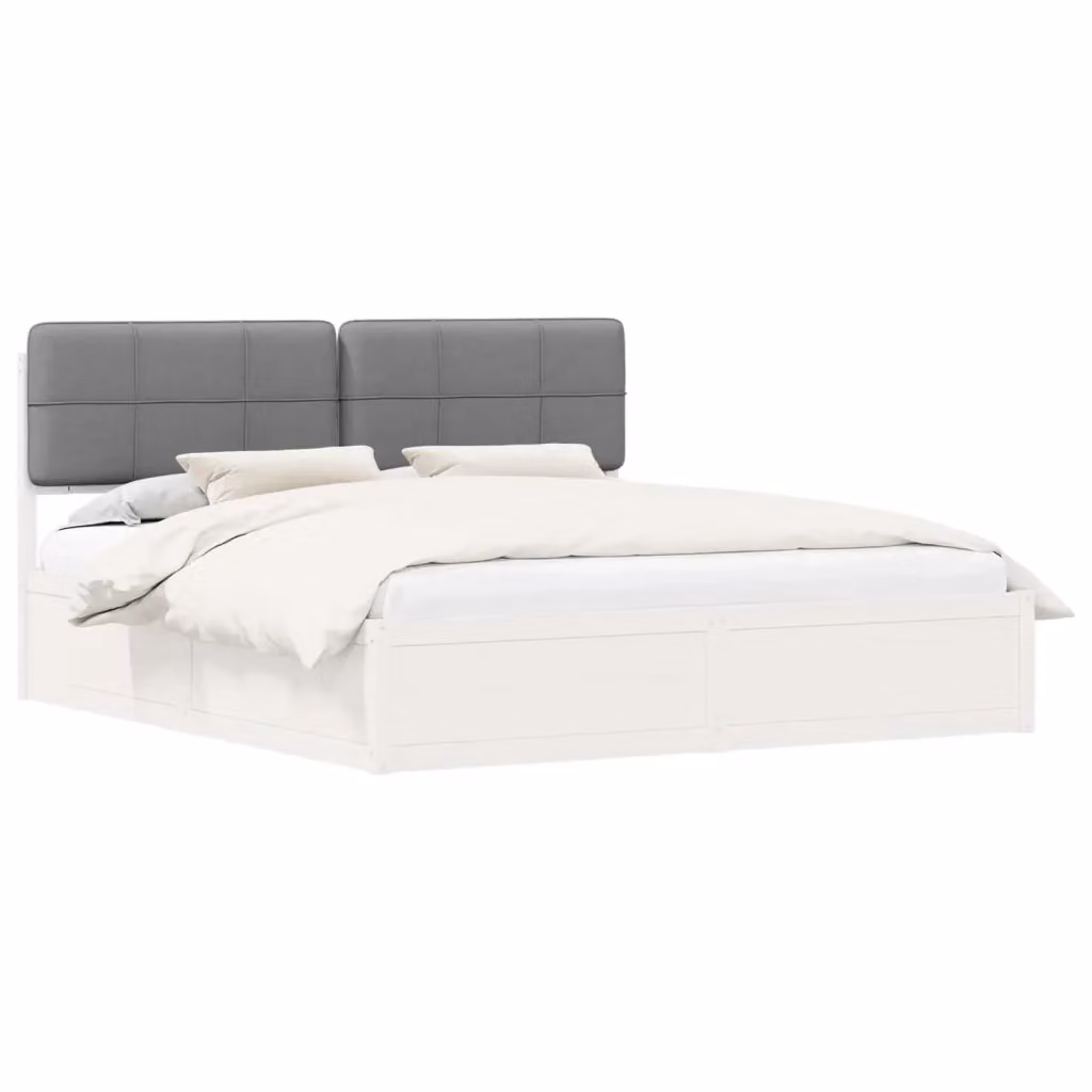 Letto con Testiera Rivestita vidaXL in Legno di Pino e Tessuto Grigio L/P/H: 180 x 200 x 185,5 cm – 2