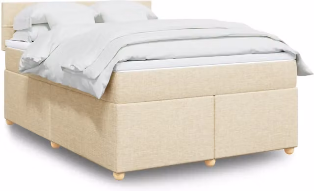 Letto Ibrido vidaXL con Materasso in Tessuto Beige e Bianco L/P: 160 x 200 cm