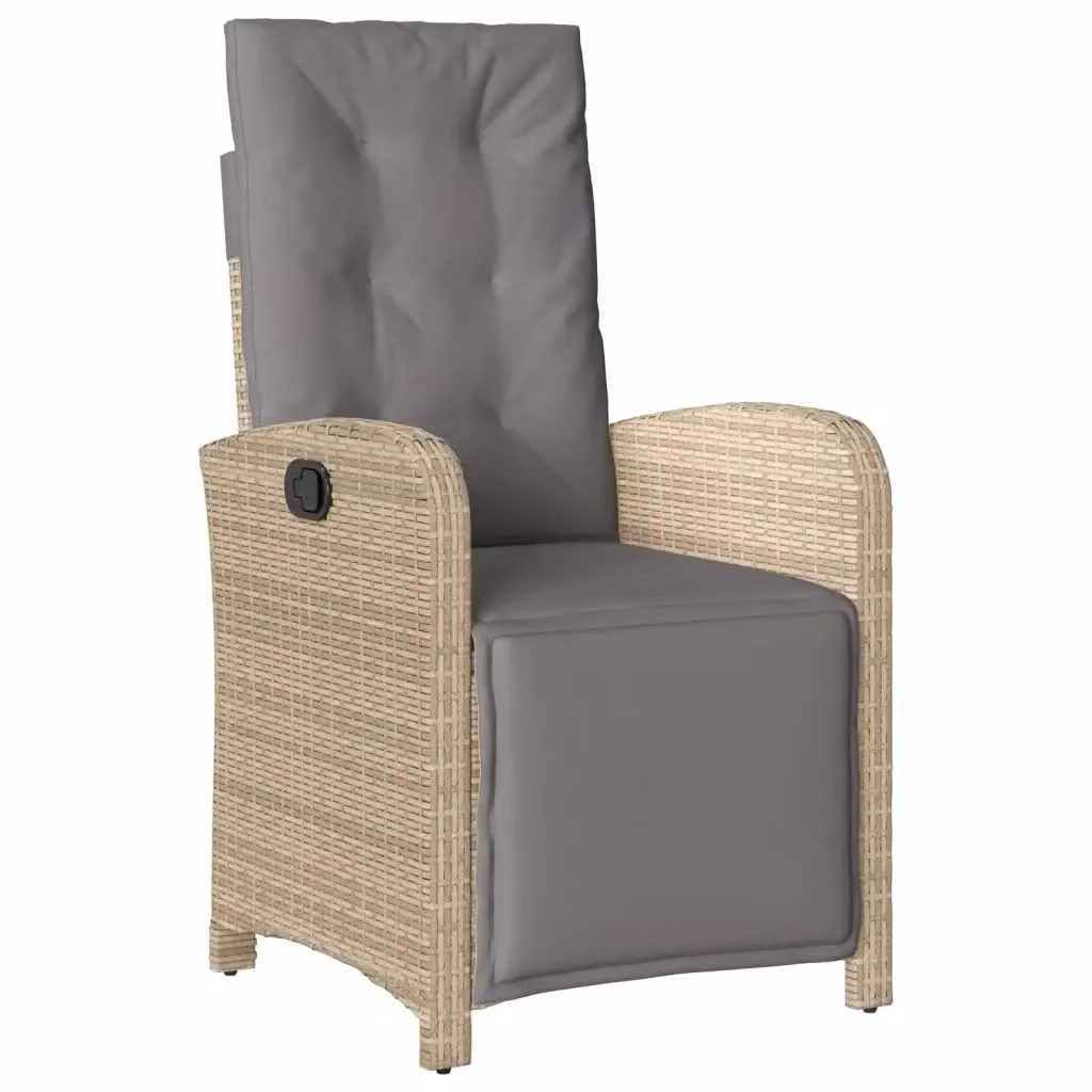 Sedia da giardino reclinabile con poggiapiedi vidaXL in rattan e metallo, beige e grigio – 2