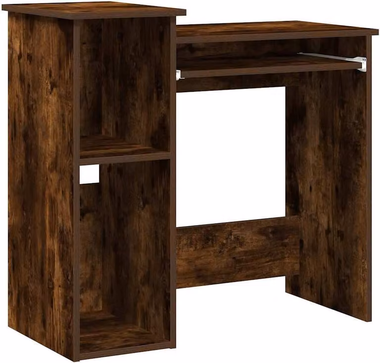 Scrivania Mensole Rovere Fumo 84x40x78 cm Legno Multistrato