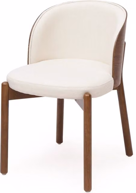 Set di 6 Sedie da Pranzo in Legno Massello di Faggio con Rivestimento in Lino, Colore Noce, Design Moderno per Sala da Pranzo e Soggiorno