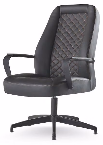 Bürostuhl Schwarz Chefsessel Arbeitszimmer Büro Modern Weiche Leder Holz