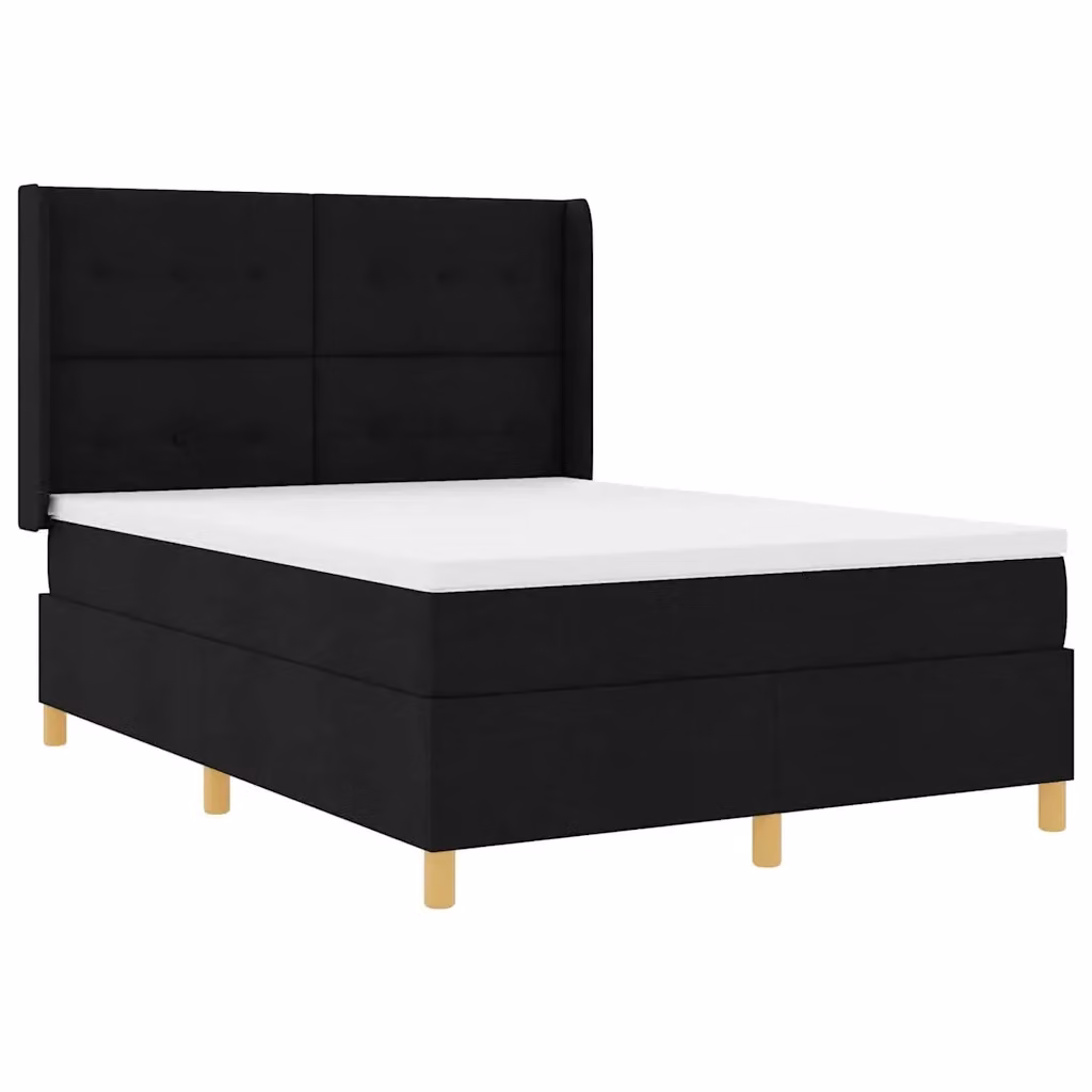 Letto a molle moderno vidaXL con strisce LED e porta USB, rivestimento in tessuto nero, L 140 x P 190 cm – 2