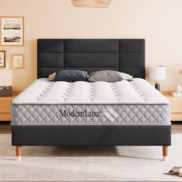 letto imbottito legno massello nero 140x200 cm