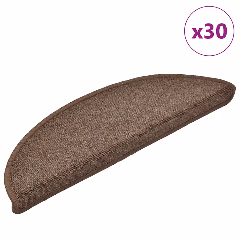 Set di 30 tappetini per scale semicircolari vidaXL, colore marrone caffè, antiscivolo e autoadesivi, L: 56 cm, P: 17 cm, H: 3,5 cm
