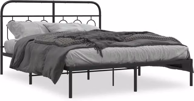 Letto matrimoniale con testiera in metallo nero DESIGN IN L/P: 140 x 200 cm