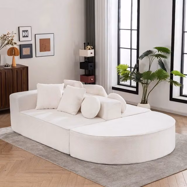 Divano in tessuto ¨C Minimal ¨C colore grigio chiaro, morbido imbottito