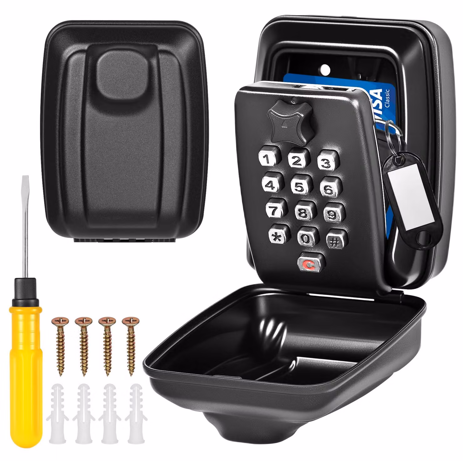 Cassaforte portatile con serratura a combinazione, impermeabile, colore nero