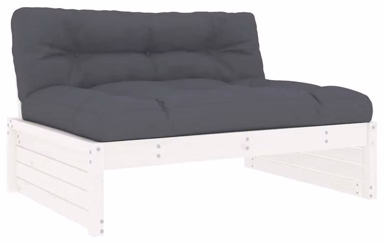Panca centrale in legno con cuscino, ideale per giardino e terrazza