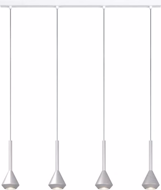 Lampadario Moderno Aygo Metallo Bianco E Alluminio 4 Luci Gu10