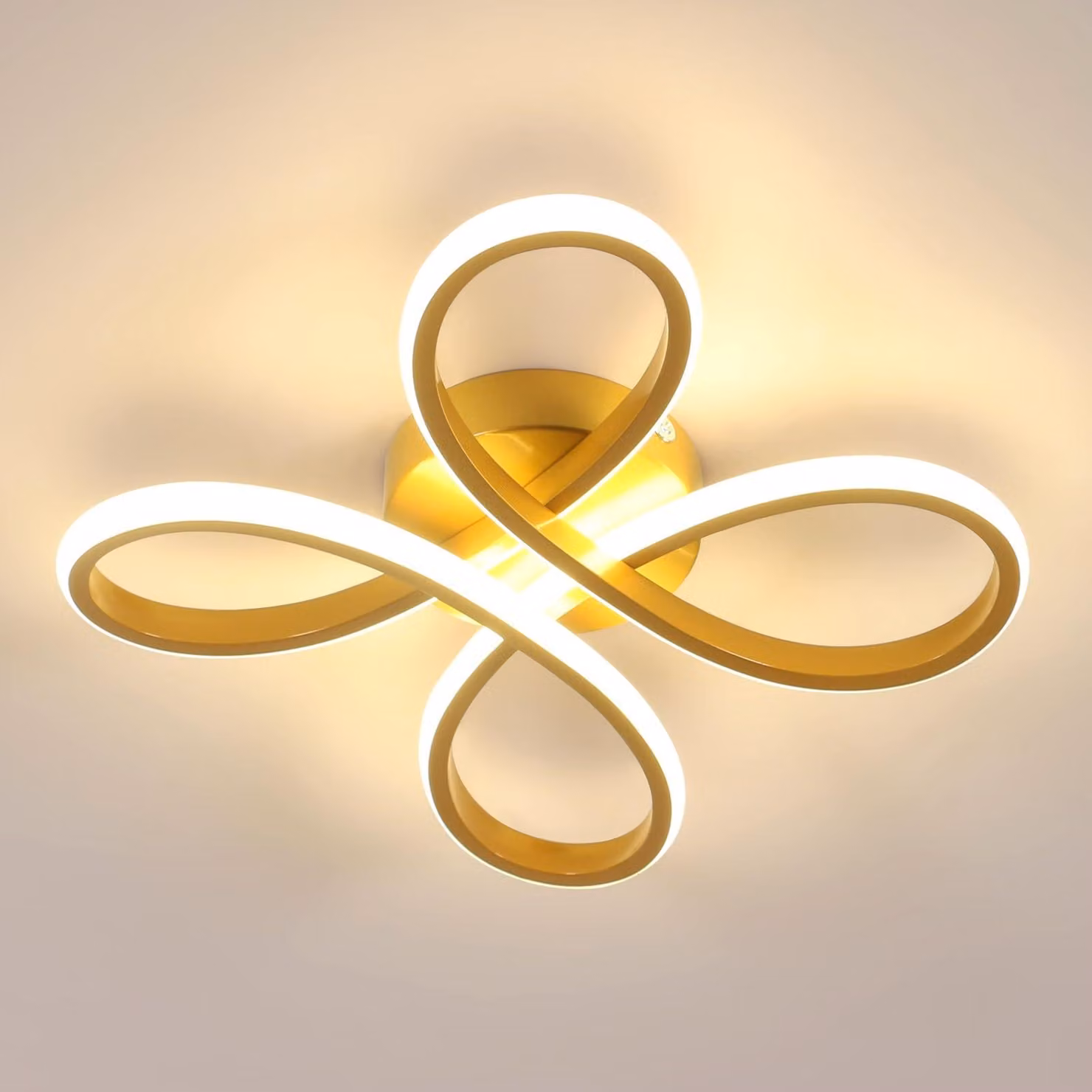 Lampada da soffitto LED elegante, 30W, 3375LM. Lampada da soffitto LED moderna, ideale per illuminare salotti, camere da letto eda pranzo. Luce calda da 3000K, diametro 30cm, finitura dorata
