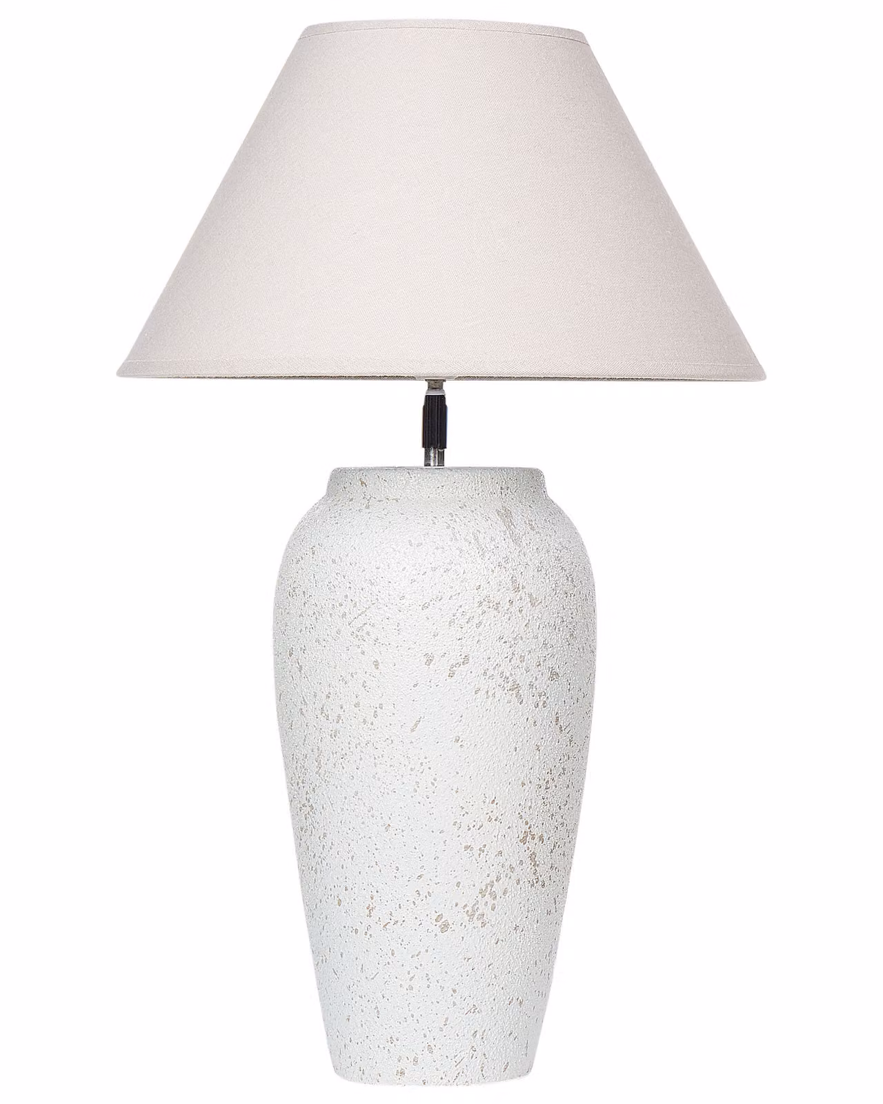 BELIANI Lampada da tavolo base in Vetroceramica bianca paralume a cono regolabile in lino design moderno e minimalista soggiorno camera da letto