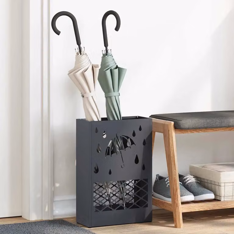 Stand per ombrelli da pioggia vidaXL in metallo color antracite L: 28 cm, P: 12 cm, H: 41 cm
