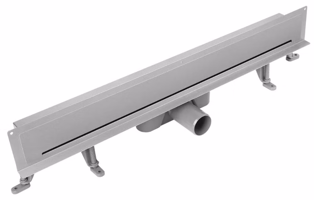 Scarico a pavimento in acciaio inossidabile, set completo da 50 cm, con sifone a parete